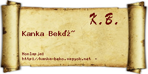 Kanka Bekő névjegykártya